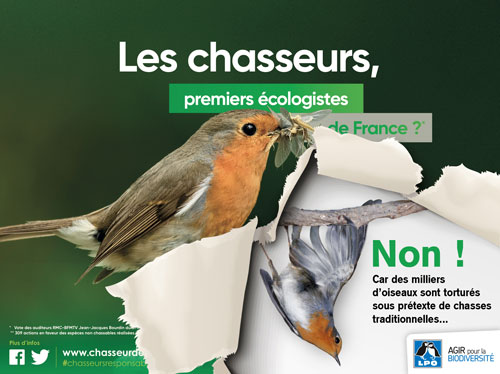 Campagne de la Ligue de Protection des Oiseaux (LPO) contre la chasse à la glu.